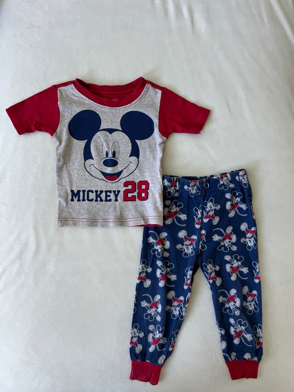Disney Mickey Mouse Gray, Red & Navy Kids Pajama Set